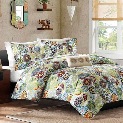 King size Multi Color Paisley 4 Piece Bed Bag Comforter Set - Loft&Timber