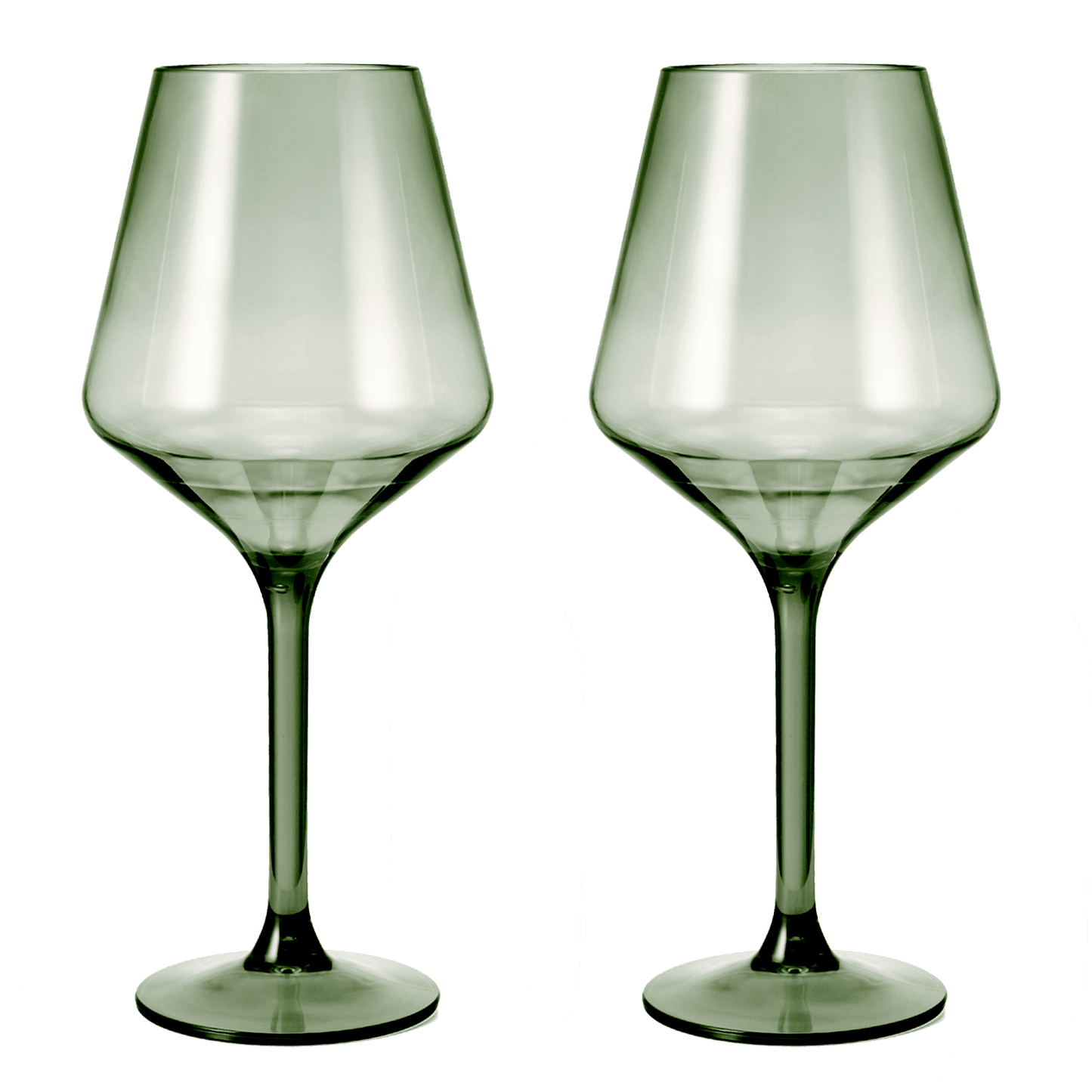 Floating Wine Glasses for Pool - Set of 2-15 OZ Shatterproof Poolside Wine Glasses, Tritan Plastic Reusable, Beach Outdoor Cocktail, Wine, Champagne, Water Glassware Spring Summer (Muted Green) - Loft&Timber