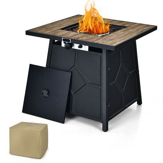 40 000 BTU 28 Inches Propane Gas Fire Pit Table With Cover - Loft&Timber