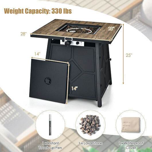 40 000 BTU 28 Inches Propane Gas Fire Pit Table With Cover - Loft&Timber
