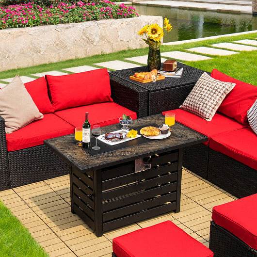 42 Inch 50000 BTU Propane Fire Pit Table with Ore Powder Surface - Loft&Timber