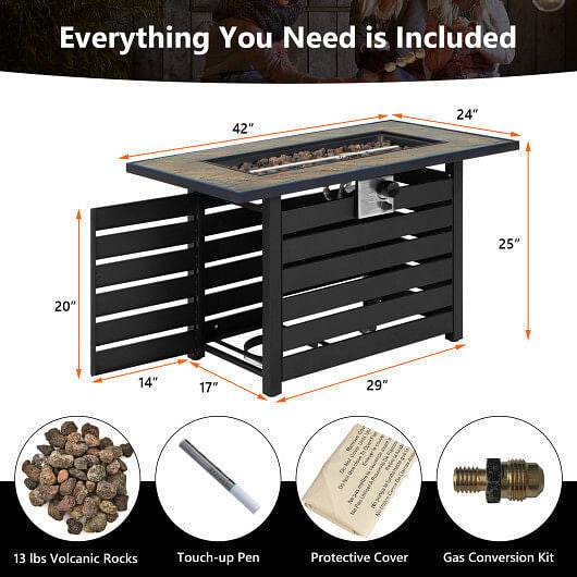 42 Inch 50000 BTU Propane Fire Pit Table with Ore Powder Surface - Loft&Timber