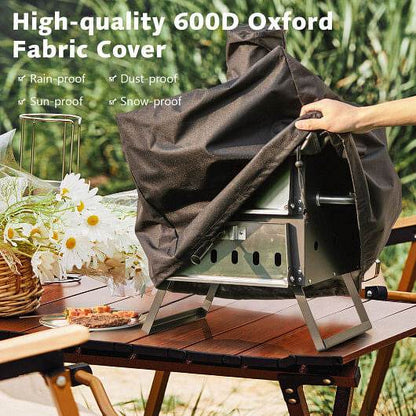 Outdoor Pizza Oven with Anti-scalding Handles and Foldable Legs-Black - Loft&Timber