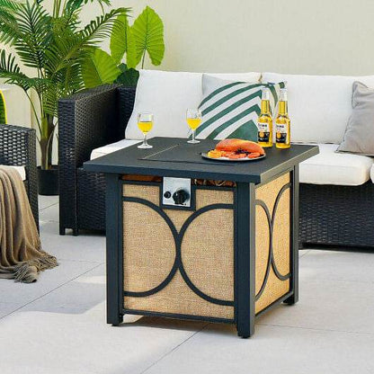 28 Inch 50000 BTU Outdoor Square Fire Pit Table with Cover - Loft&Timber