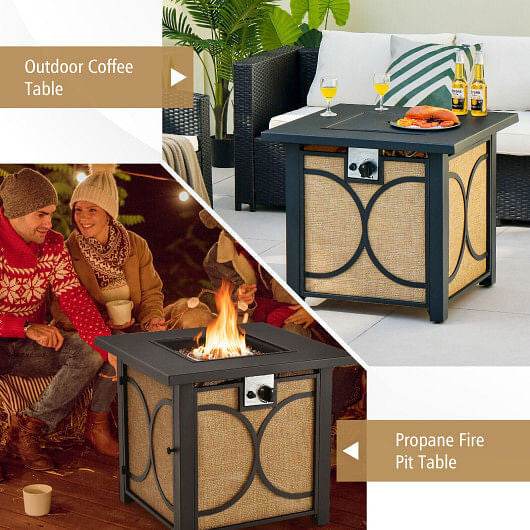 28 Inch 50000 BTU Outdoor Square Fire Pit Table with Cover - Loft&Timber