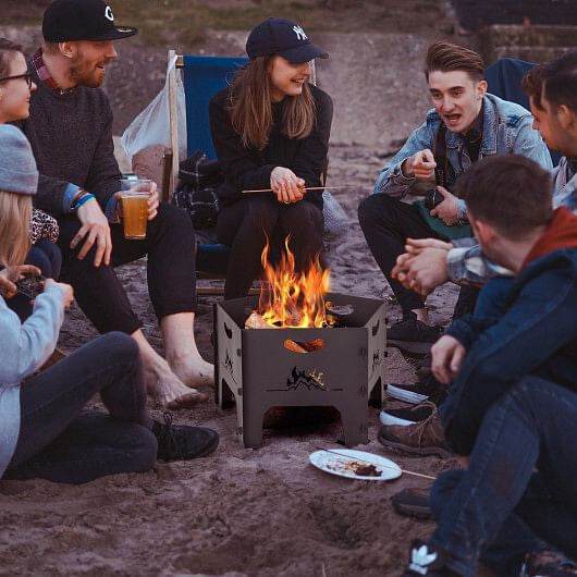19 Inches Collapsible Portable Plug Fire Pit with Storage Bag - Loft&Timber