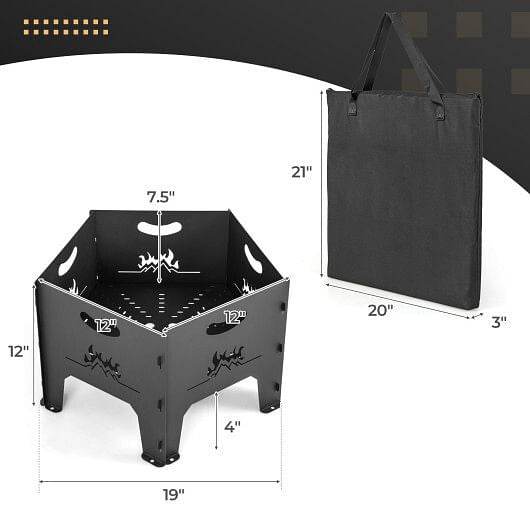 19 Inches Collapsible Portable Plug Fire Pit with Storage Bag - Loft&Timber