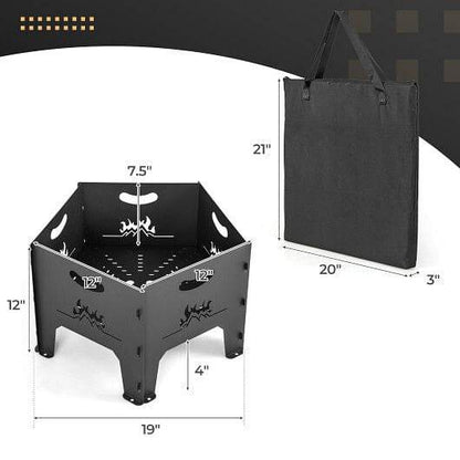 19 Inches Collapsible Portable Plug Fire Pit with Storage Bag - Loft&Timber