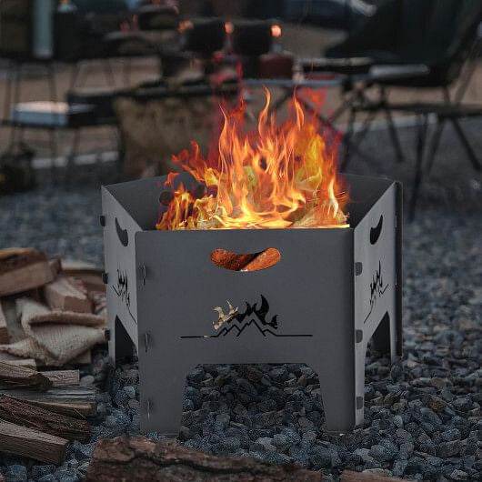 19 Inches Collapsible Portable Plug Fire Pit with Storage Bag - Loft&Timber