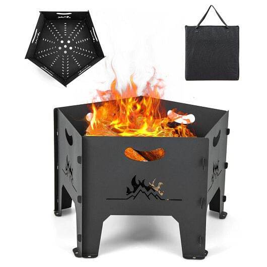 19 Inches Collapsible Portable Plug Fire Pit with Storage Bag - Loft&Timber
