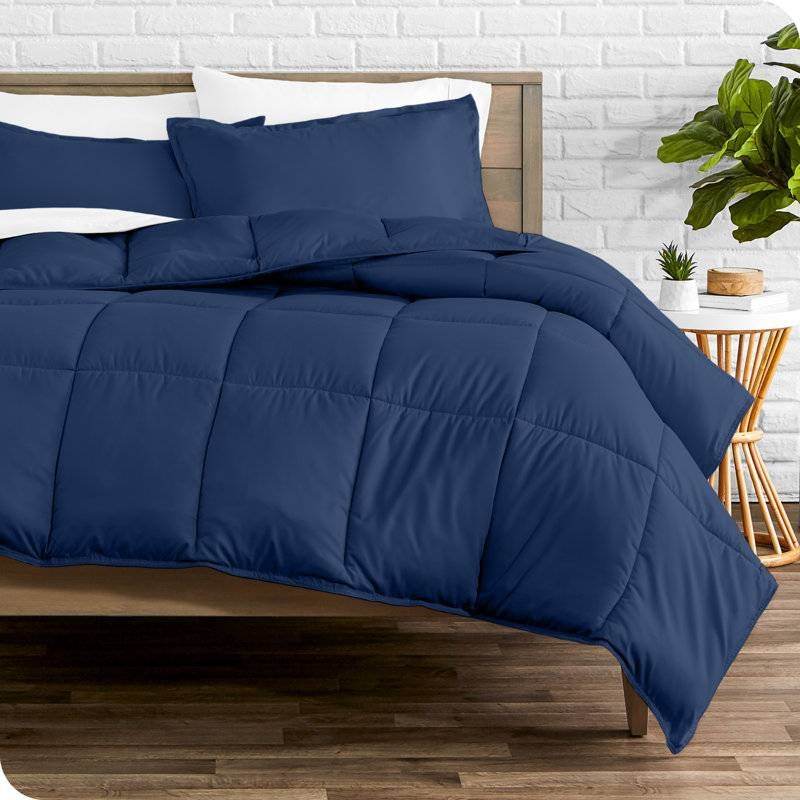 Twin/Twin XL size Super Soft Down Alternative Comforter Set in Navy Blue - Loft&Timber