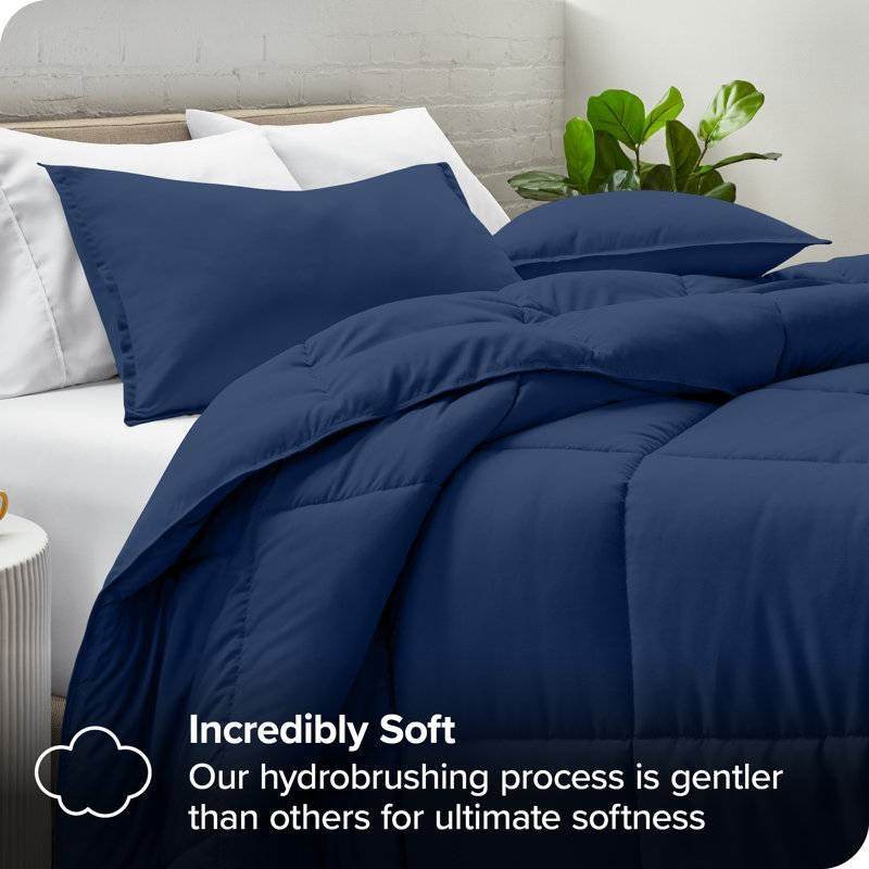 Twin/Twin XL size Super Soft Down Alternative Comforter Set in Navy Blue - Loft&Timber