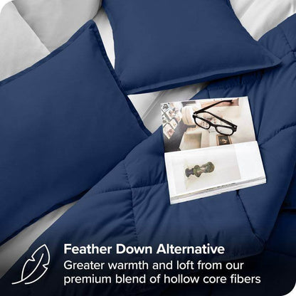 Twin/Twin XL size Super Soft Down Alternative Comforter Set in Navy Blue - Loft&Timber