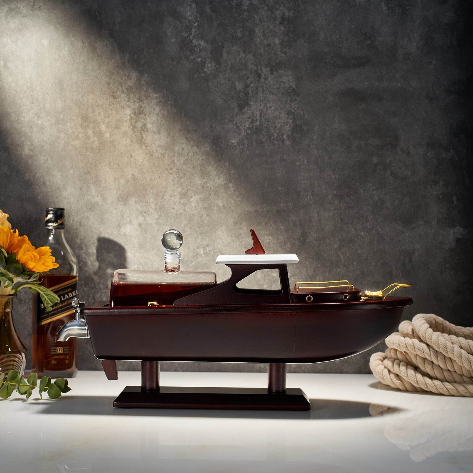 Boat Ship Whiskey & Wine Decanter Ship - The Wine Savant Ship Decanter Set 800ml - Drink Dispenser for Wine, Whiskey, Ship In A Bottle Decanters Bar Set, Liquor Scotch Bourbon, Boating Mariner Gifts - Loft&Timber