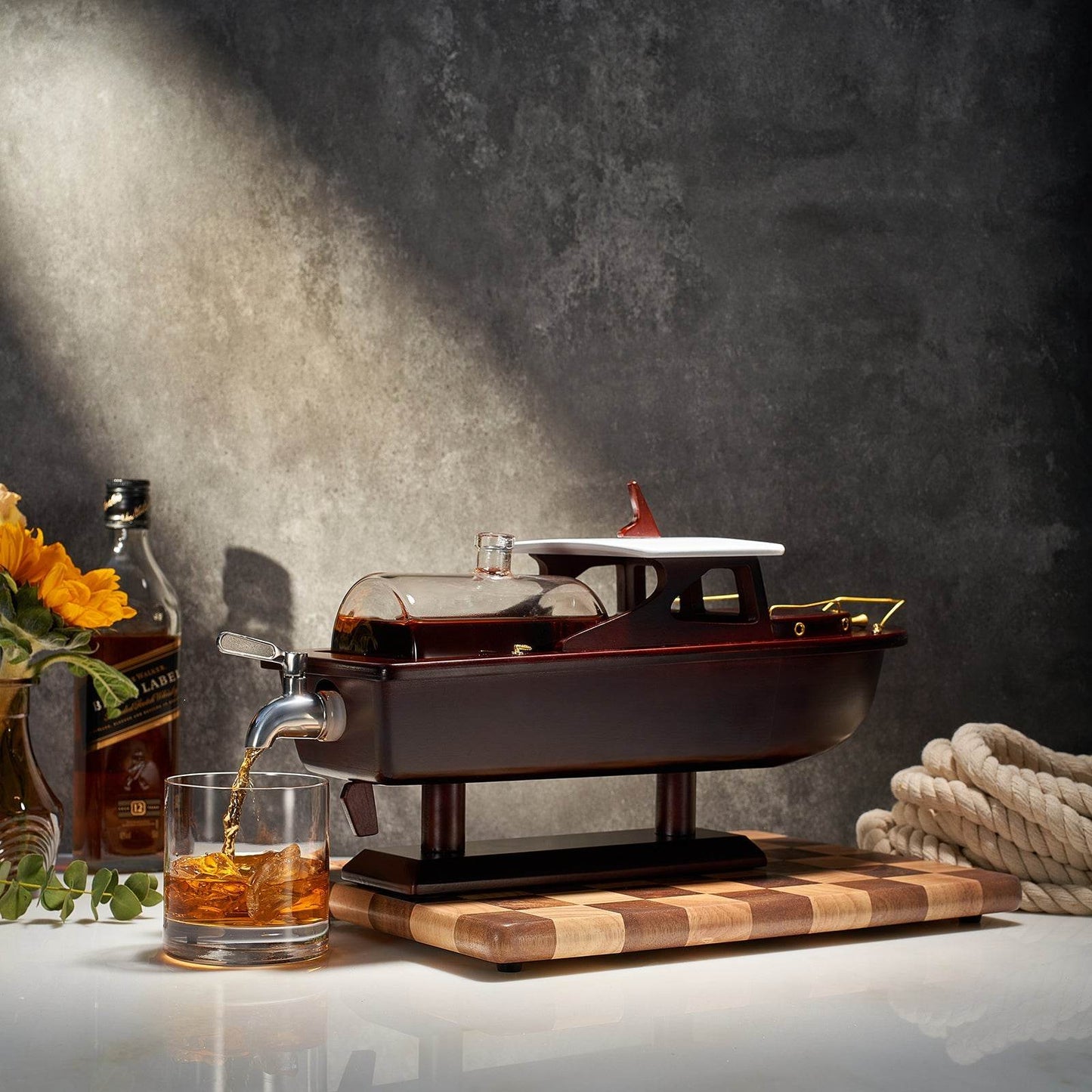 Boat Ship Whiskey & Wine Decanter Ship - The Wine Savant Ship Decanter Set 800ml - Drink Dispenser for Wine, Whiskey, Ship In A Bottle Decanters Bar Set, Liquor Scotch Bourbon, Boating Mariner Gifts - Loft&Timber