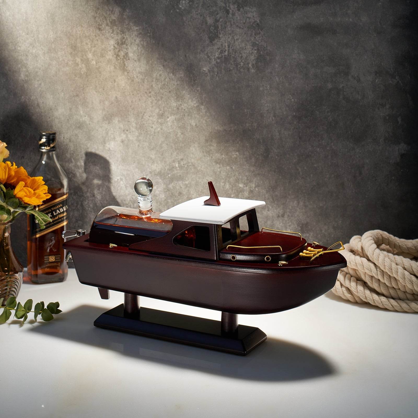 Boat Ship Whiskey & Wine Decanter Ship - The Wine Savant Ship Decanter Set 800ml - Drink Dispenser for Wine, Whiskey, Ship In A Bottle Decanters Bar Set, Liquor Scotch Bourbon, Boating Mariner Gifts - Loft&Timber