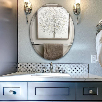 Oval 36 x 24-inch Beveled Bathroom Living Room Vanity Frameless Wall Mirror-1