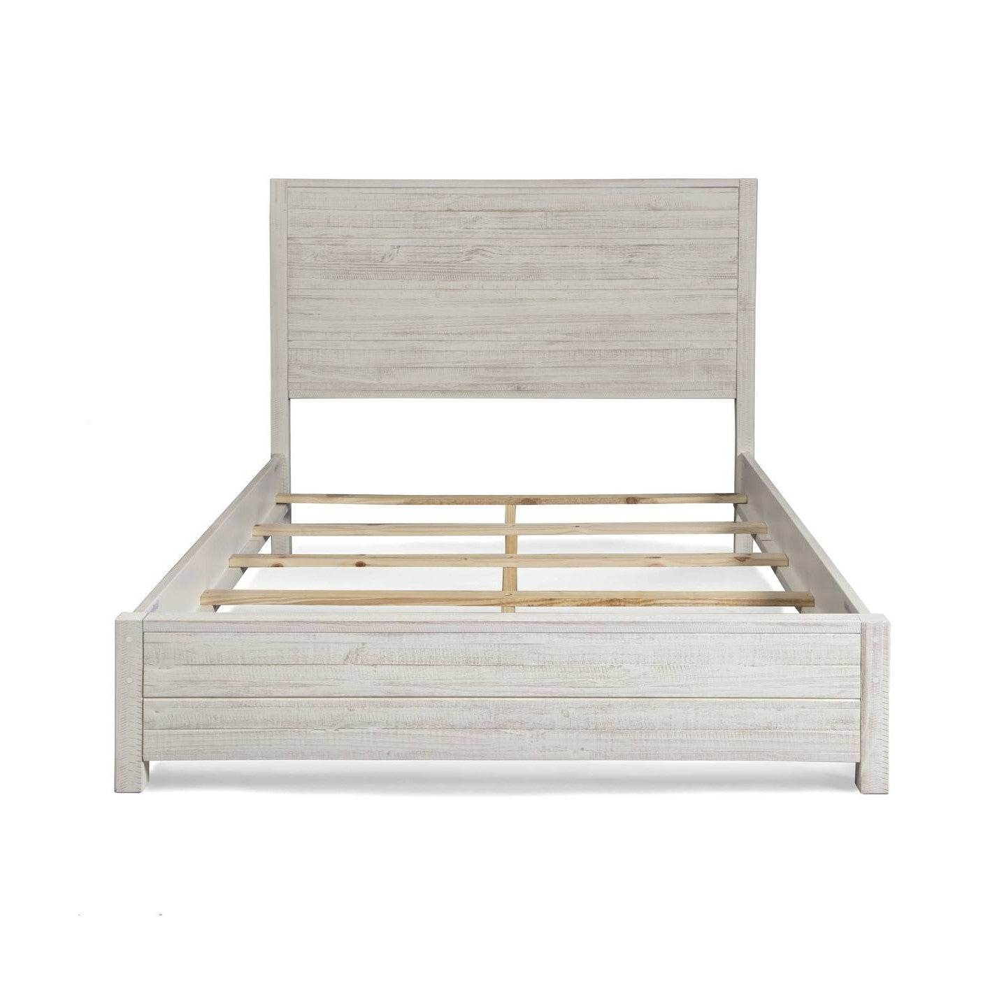 FarmHome Off White Solid Pine Platform Bed in Queen Size - Loft&Timber