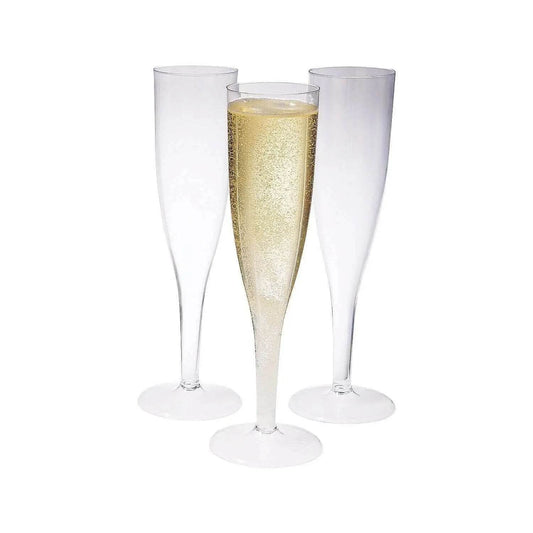 One Piece Plastic Champagne Flutes Box Set - Clear (25pcs) - Loft&Timber