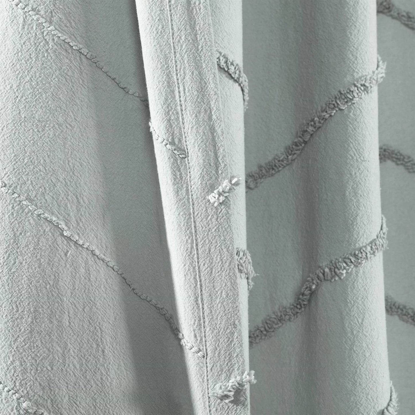 72-inch Pastel Blue Chenille Cotton Shower Curtain with Chevron Pattern - Loft&Timber