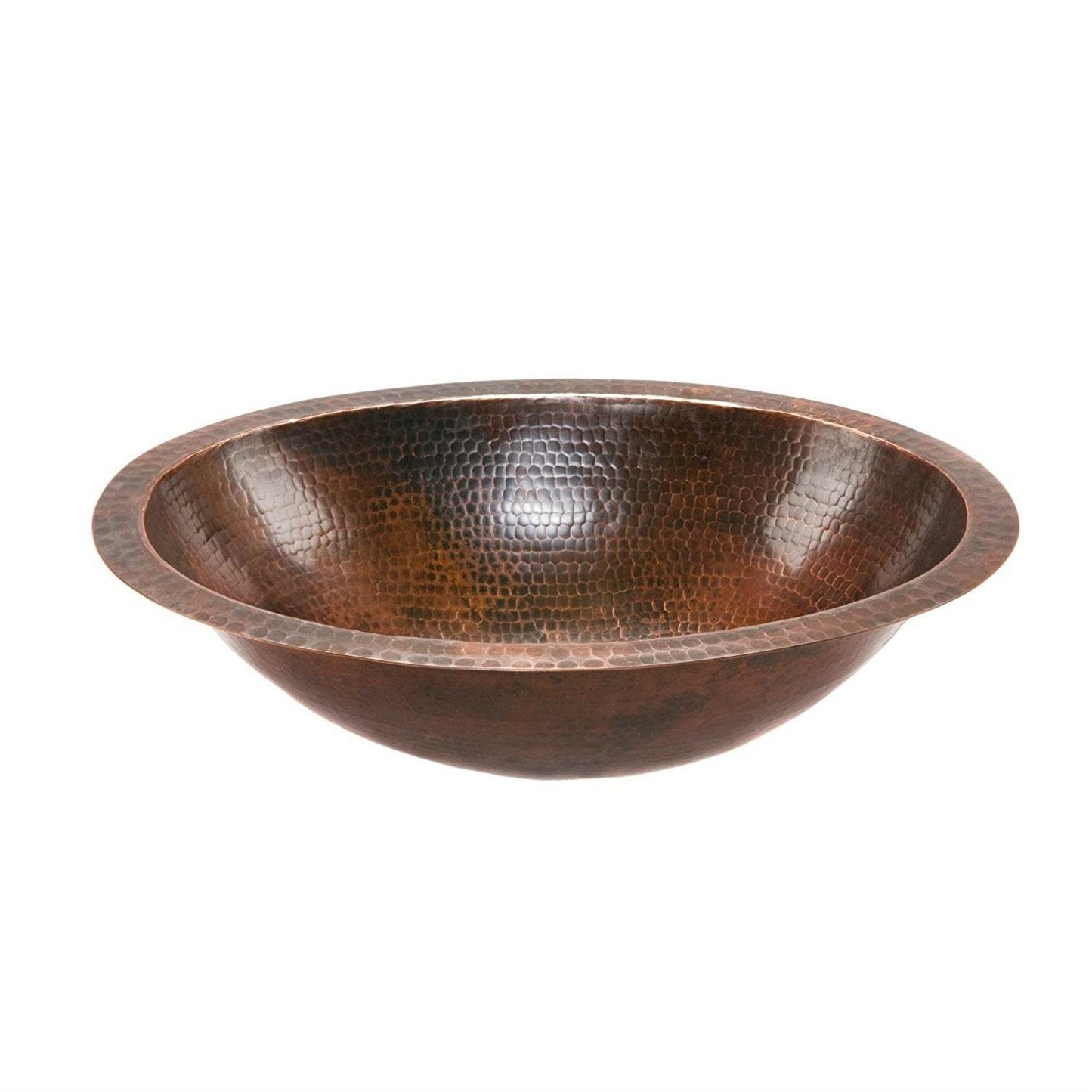 Oval Hammered Copper Bathroom Vessel Sink 17 x 12 inch - Loft&Timber