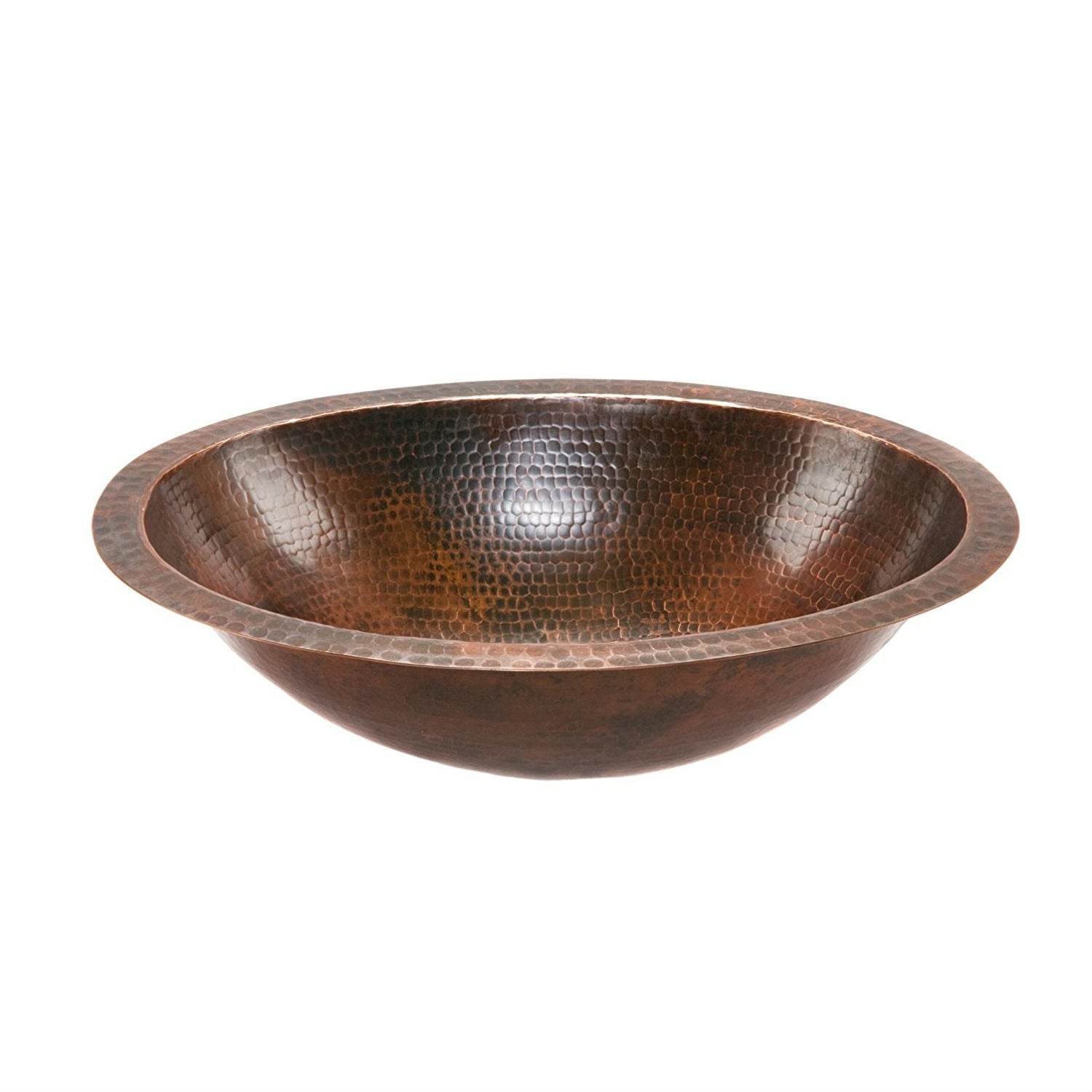 Oval Hammered Copper Bathroom Vessel Sink 17 x 12 inch - Loft&Timber