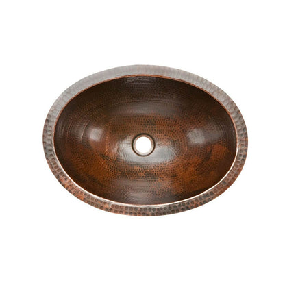 Oval Hammered Copper Bathroom Vessel Sink 17 x 12 inch - Loft&Timber