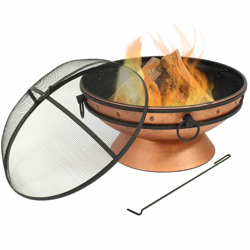 Cauldron Steel Wood Burning Fire Pit with Spark Screen - Loft&Timber