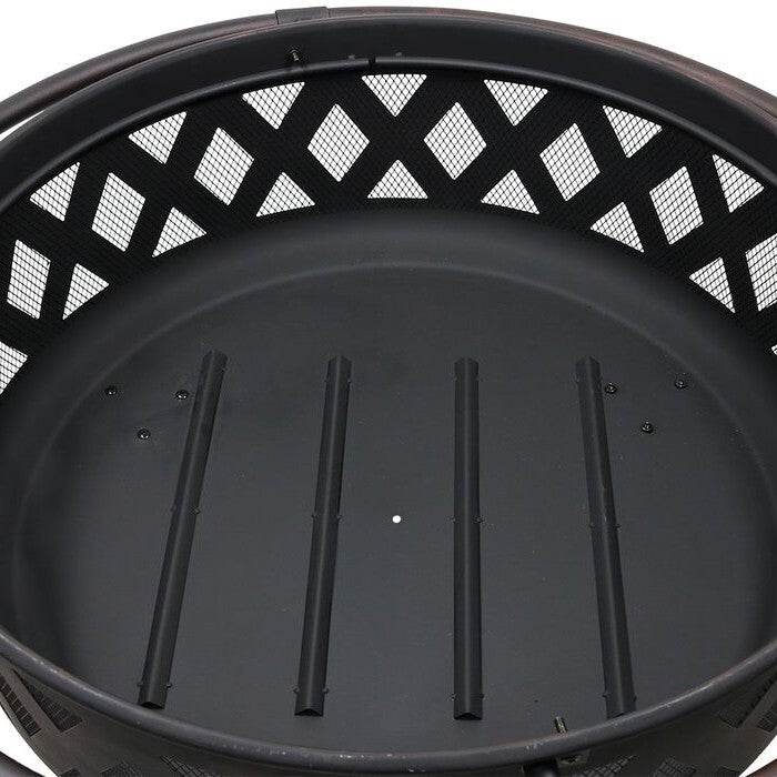 Weather Resistant Steel Wood Burning Fire Pit with Spark Screen - Loft&Timber