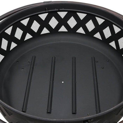 Weather Resistant Steel Wood Burning Fire Pit with Spark Screen - Loft&Timber