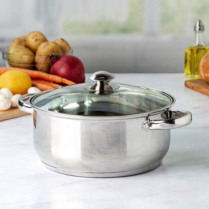 Round 5-Quart Stainless Steel Dutch Oven with Glass Lid - Loft&Timber