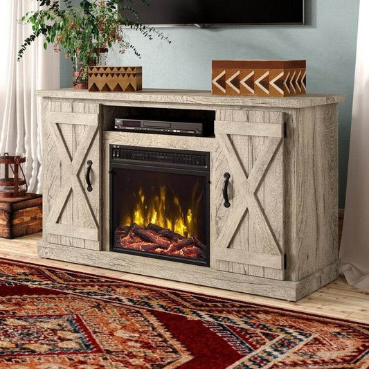 FarmHouse Rustic Pine TV Entertainment Electric Fireplace - Loft&Timber