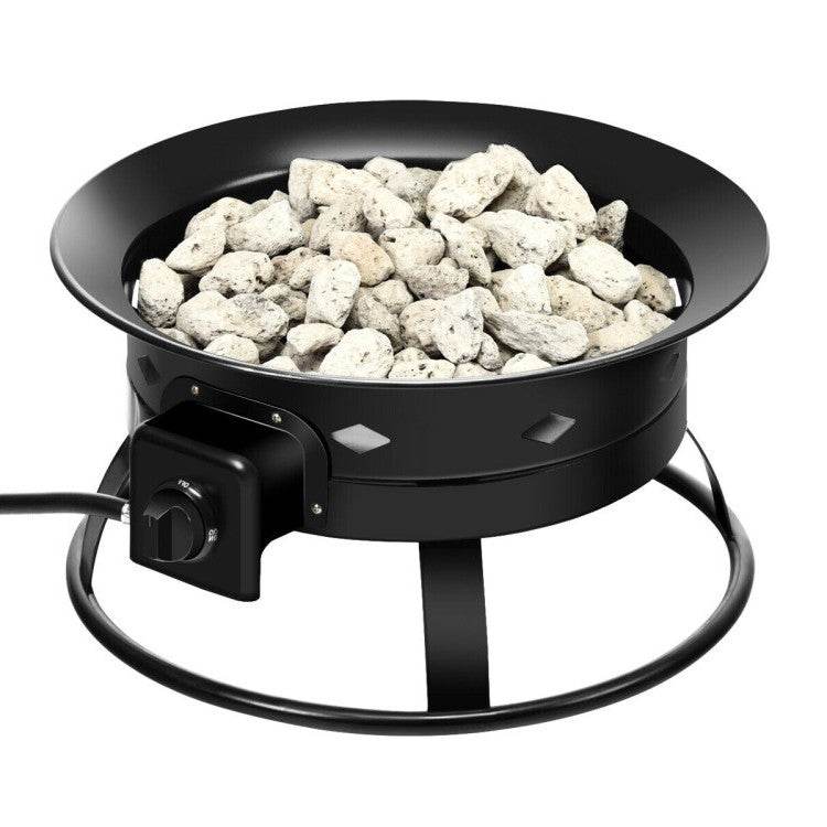 Portable Outdoor Black Metal Propane Fire Pit with Cover and Carry Kit - Loft&Timber