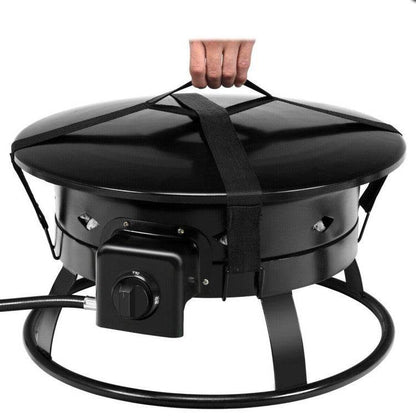 Portable Outdoor Black Metal Propane Fire Pit with Cover and Carry Kit - Loft&Timber