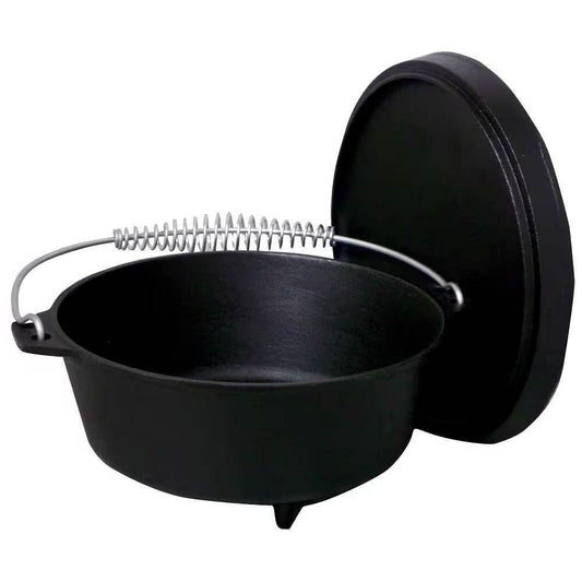 2-Gallon Seasoned Cast Iron Dutch Oven with Lid and Spiral Metal Handle - Loft&Timber