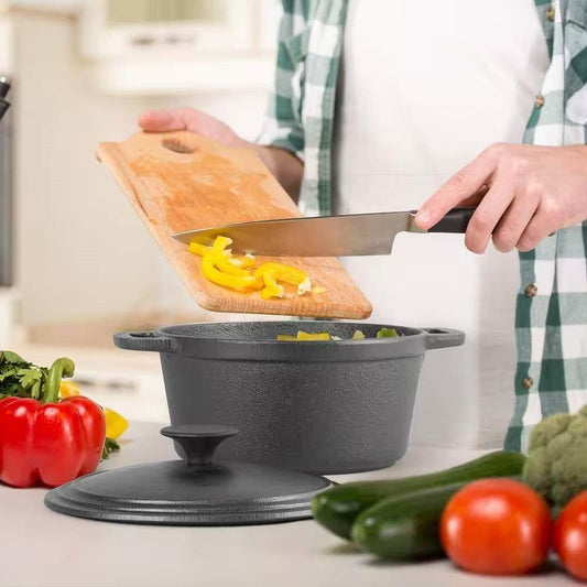 3.4 Quart Pre-Seasonded Cast Iron Dutch Oven with Handles and Lid - Loft&Timber