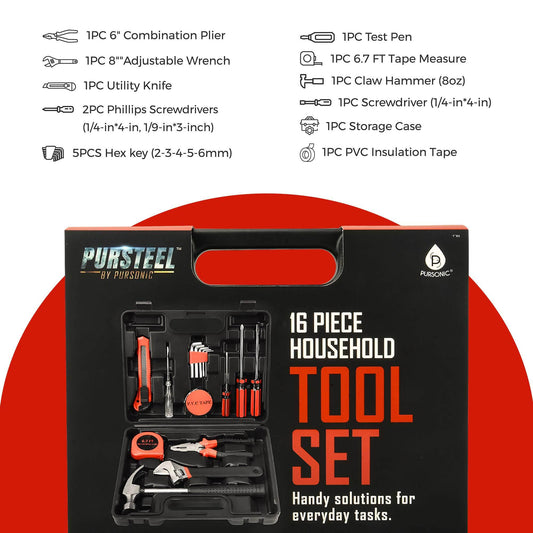 🛠️ Handy Solutions 16-Piece Tool Kit + Cordless Power Scrubber + 2-in-1 Mini Wireless Vacuum & Air Duster Bundle 🌟 - Loft&Timber