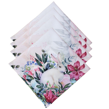 Charlo's Easter Synthetic Cloth Napkins Bunny and Birds Reusable Durable 16" x 16" - Loft&Timber