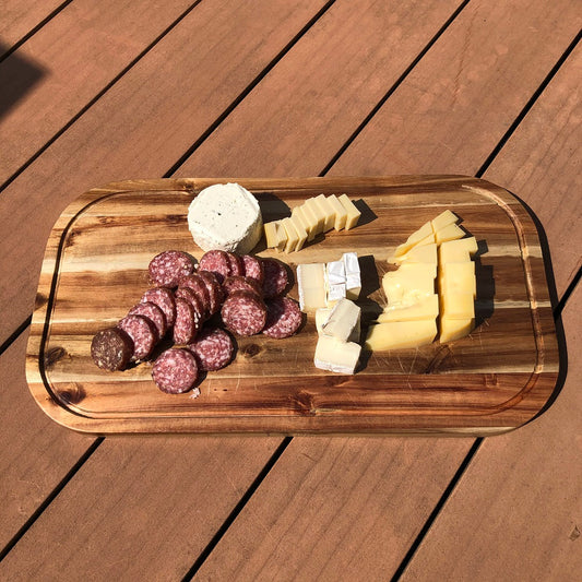 [ Set of 3 ] Zavis Green Acacia Wood Serving Rounded Cutting Board With Juice Groove 18" X 10" | Dishwasher Safe - Loft&Timber