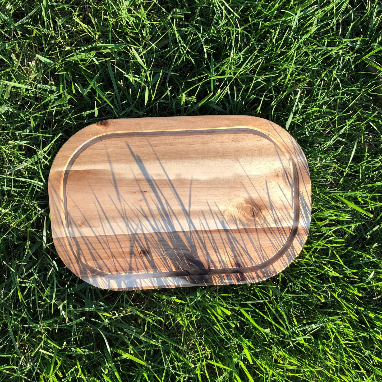 [ Set of 3 ] Zavis Green Acacia Wood Serving Rounded Cutting Board With Juice Groove 12" X 8" | Dishwasher Safe - Loft&Timber