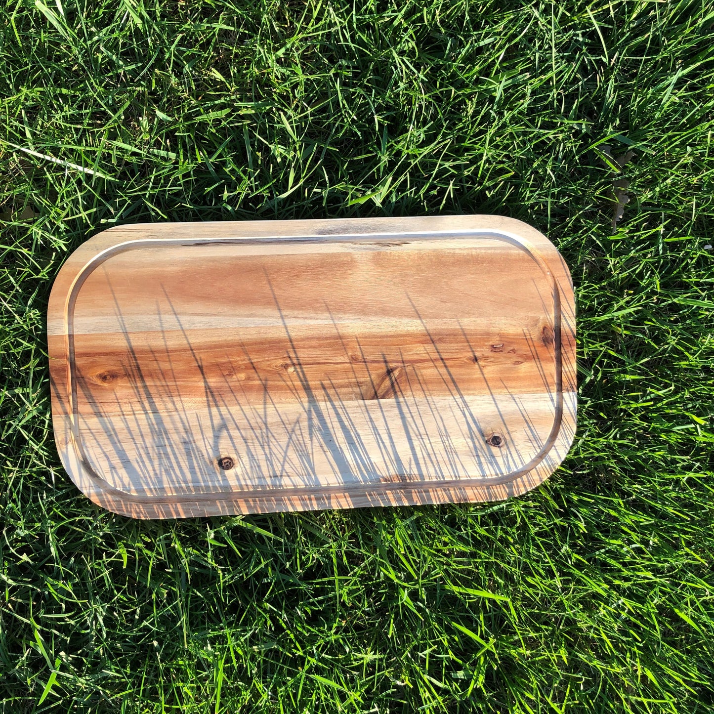 [ Set of 3 ] Zavis Green Acacia Wood Serving Rounded Cutting Board With Juice Groove 18" X 10" | Dishwasher Safe - Loft&Timber