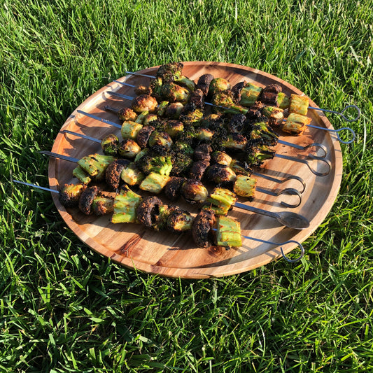 Zavis Green Acacia Wood Round Stackable Plate / Platter 14" | Dishwasher Safe - Loft&Timber