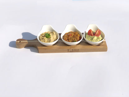 [ Set of 6 ] Zavis Green Acacia Wood 3 Hole Double sided Flight Board 14" | Dishwasher Safe - Loft&Timber