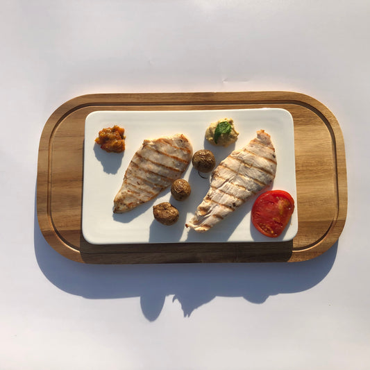 [ Set of 3 ] Zavis Green Acacia Wood Serving Rounded Cutting Board With Juice Groove 12" X 8" | Dishwasher Safe - Loft&Timber