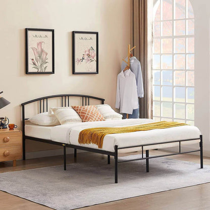 Queen size Black Metal Platform Bed Frame with Arched Headboard - Loft&Timber