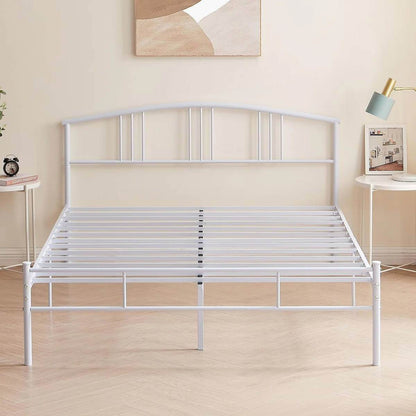 Queen size White Metal Platform Bed Frame with Arched Headboard - Loft&Timber