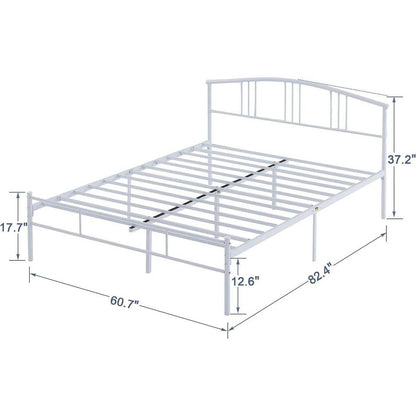 Queen size White Metal Platform Bed Frame with Arched Headboard - Loft&Timber