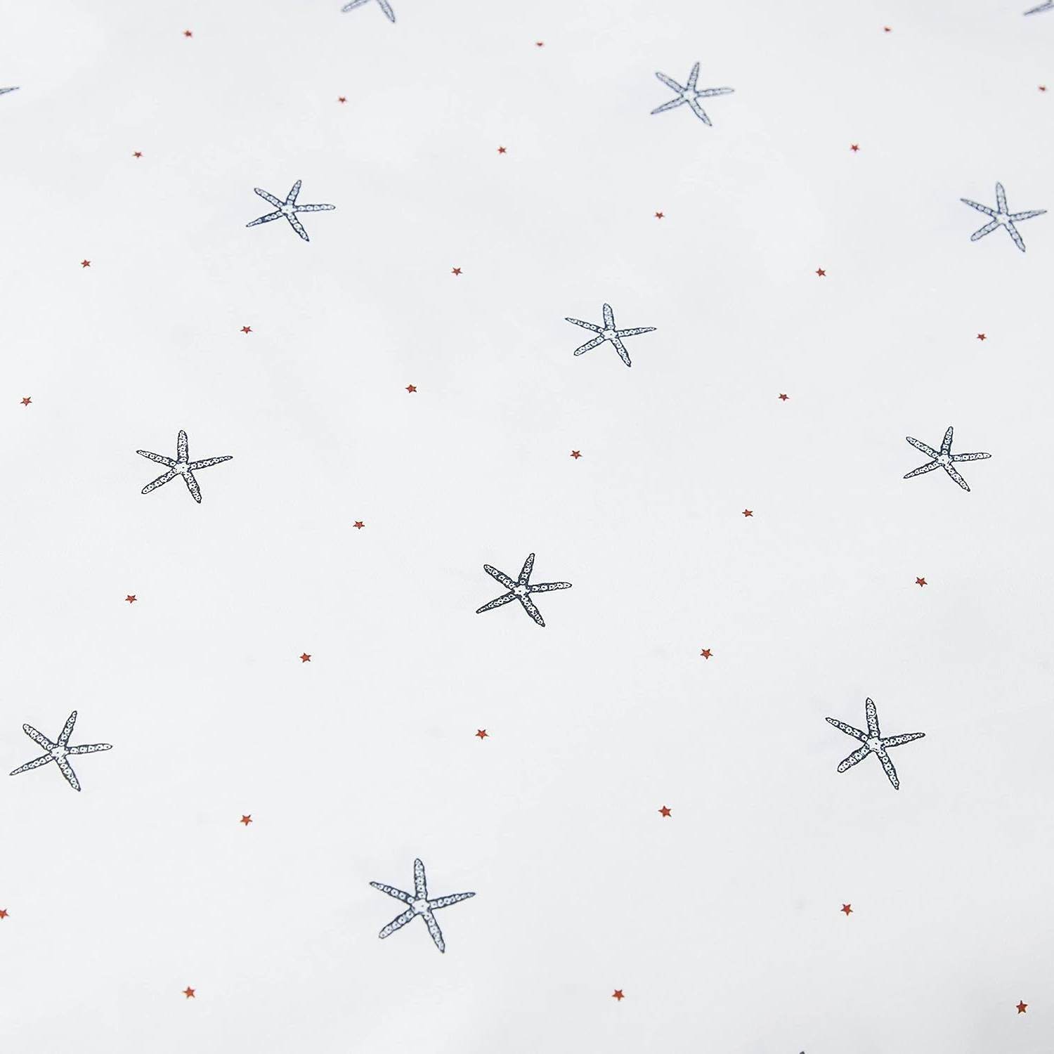 Queen size Coastal Beach Starfish White Navy Red 100-Percent Cotton Sheet Set - Loft&Timber