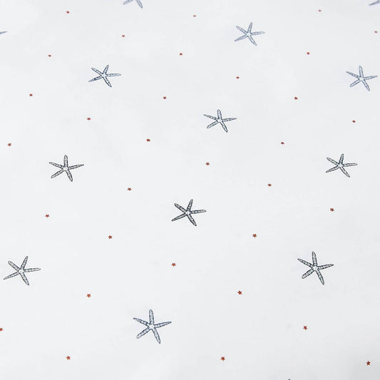 Queen size Coastal Beach Starfish White Navy Red 100-Percent Cotton Sheet Set - Loft&Timber
