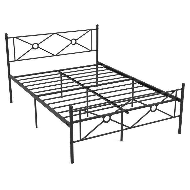 Queen Size Modern Black Metal Headboard & Footboard Platform Bed Frame - Loft&Timber